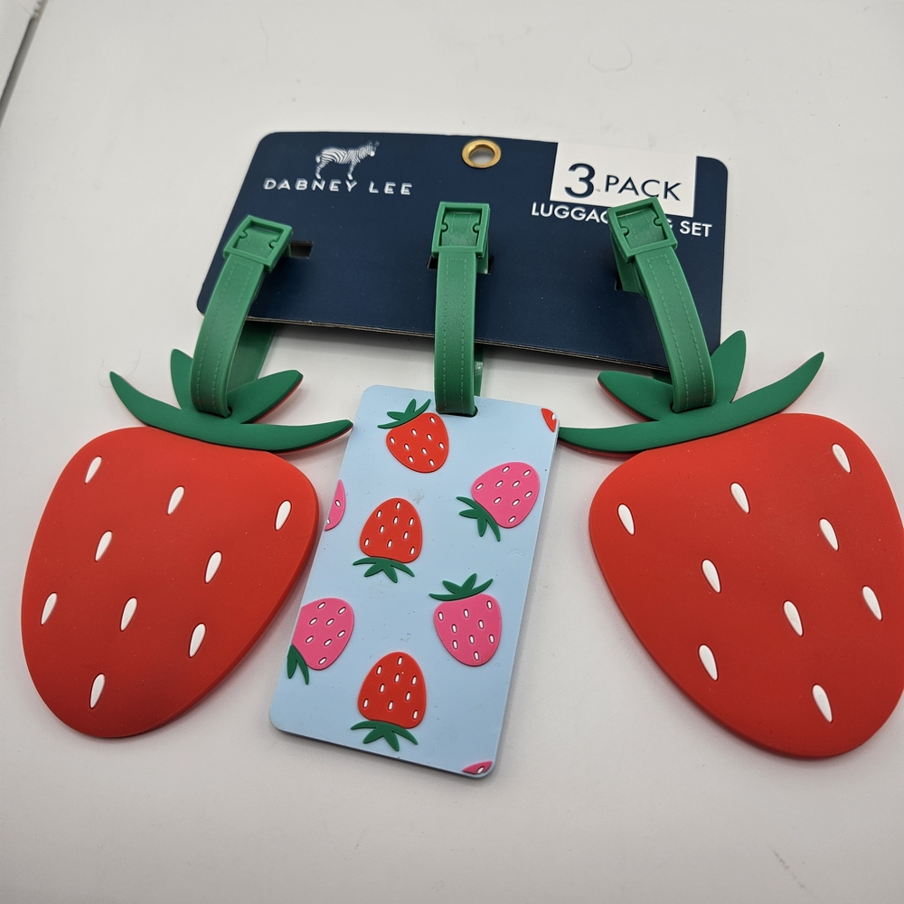 Luggage Tags Dabney Lee Strawberry Theme Set Of 3 NEW